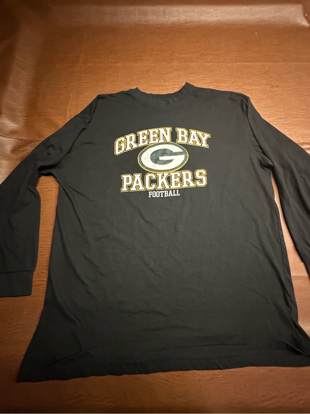 Black Long-Sleeve Green Bay Packers Football Tee, 2XLT
